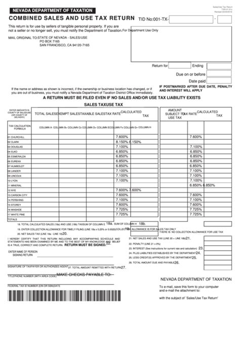 Combined Sales And Use Tax Return Printable