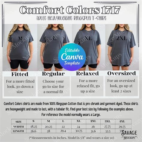 Comfort Clothing Size Chart