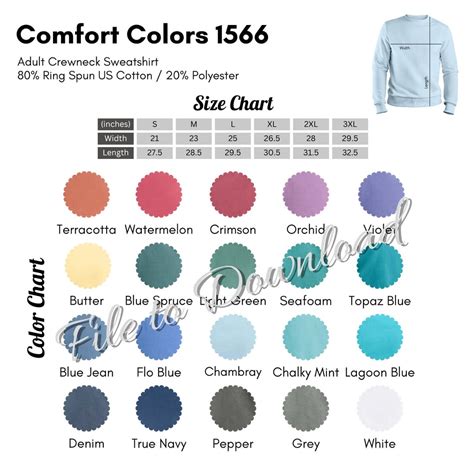 Comfort Colors 1566 Color Chart