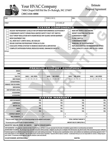 Commercial Hvac Bid Template