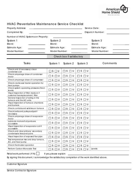 Commercial Hvac Pm Checklist Template
