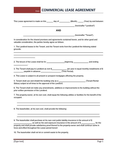 Commercial Leasing Agreement Template
