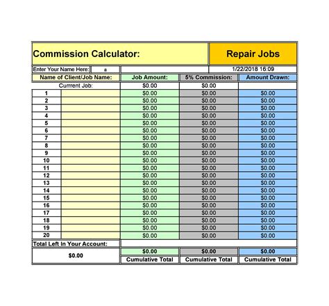 Commission Excel Template