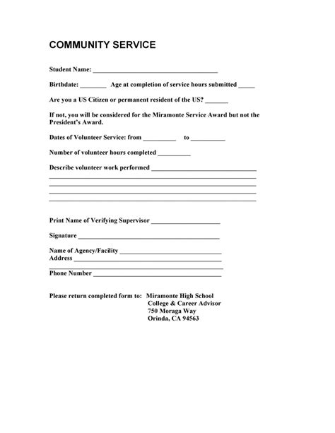 Community Service Hours Letter Template