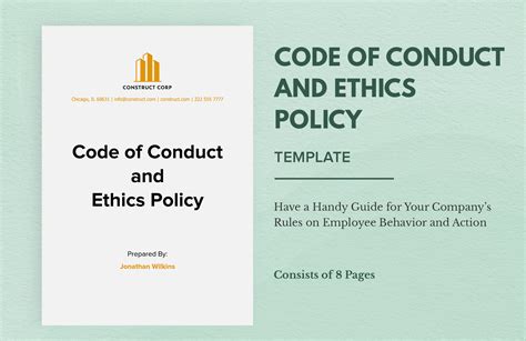 Company Code Of Ethics Template