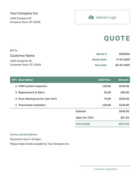 Company Quote Template