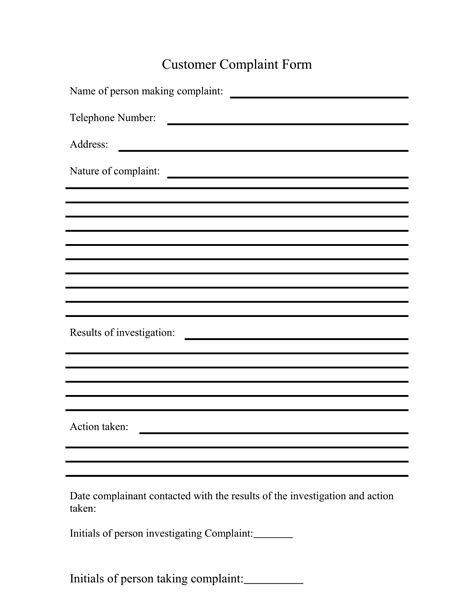 Complaint Forms Templates