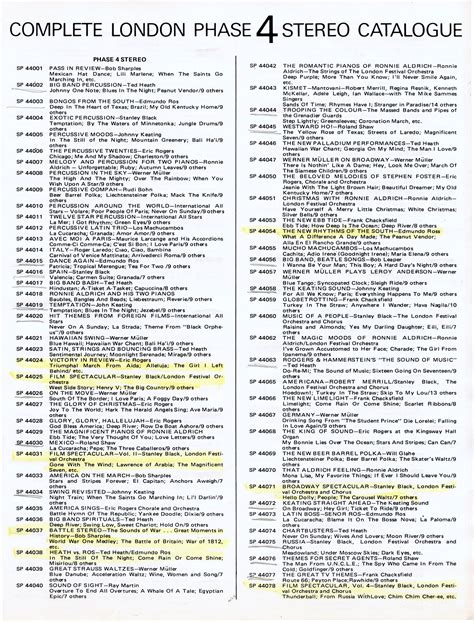 Complete London Phase 4 Stereo Catalogue