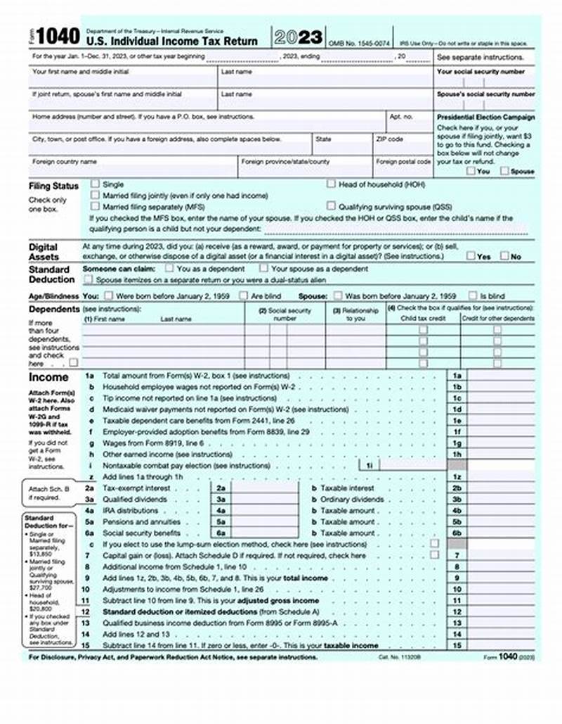 Completed 1040 Form Example