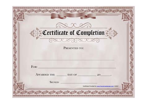 Completion Certificate Templates