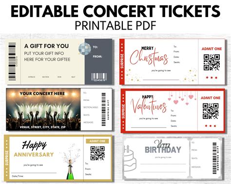 Concert Ticket Template Printable