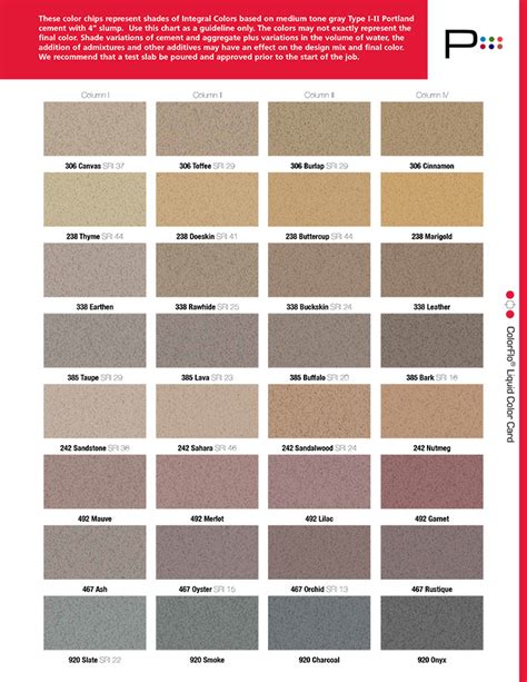 Concrete Color Chart