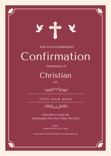 Confirmation Invitation Template