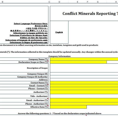 Conflict Minerals Template