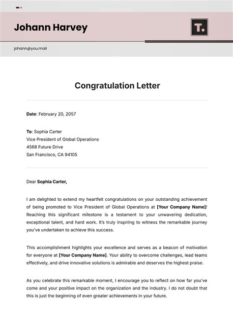 Congratulations Letter Template