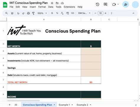 Conscious Spending Plan Template Excel