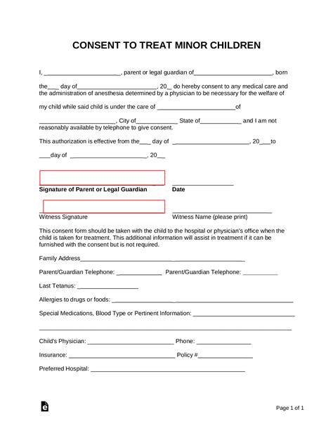 Consent To Treat Minor Form Template