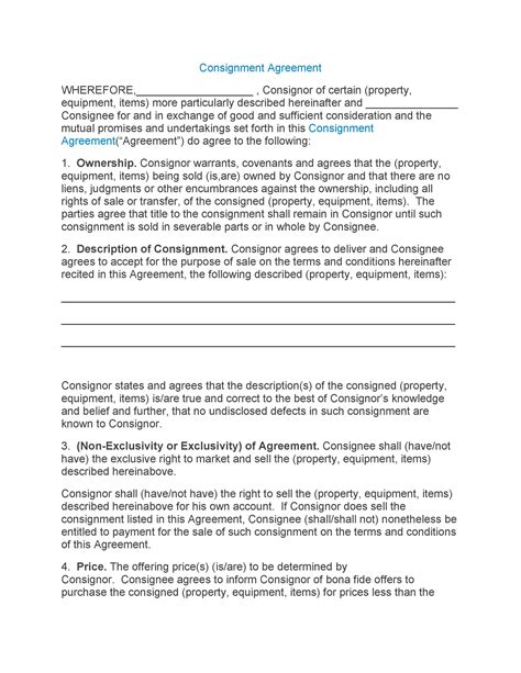 Consignment Agreement Template