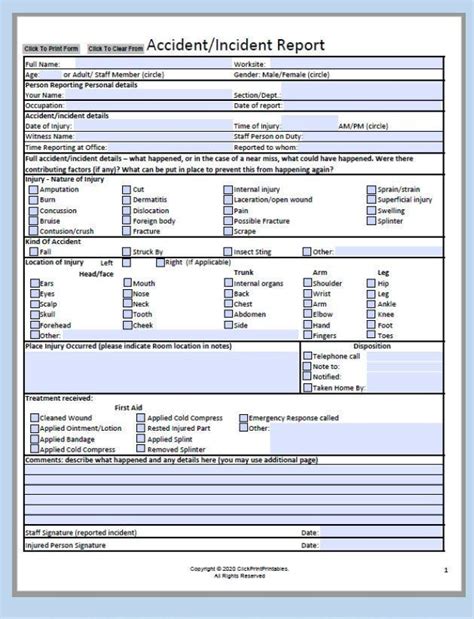 Construction Accident Report Template