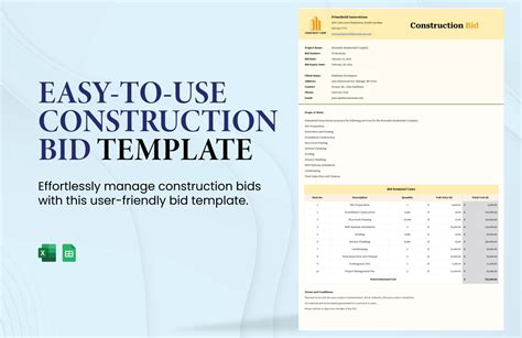 Construction Bid Template Excel