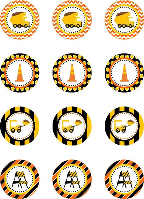 Construction Cupcake Toppers Free Printable
