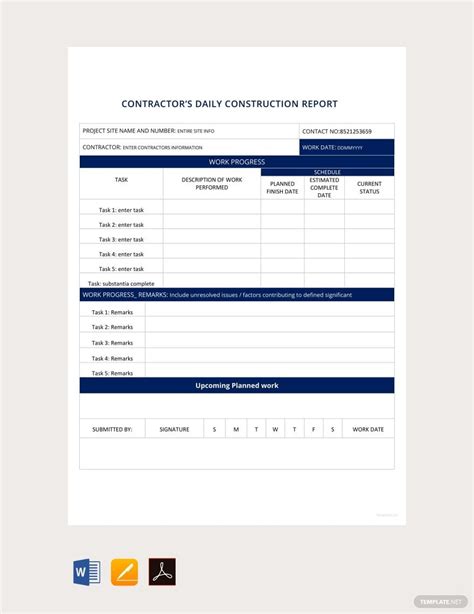 Construction Field Report Template
