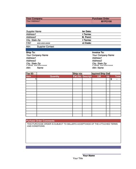 Construction Purchase Order Template