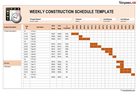 Construction Schedule Template Excel