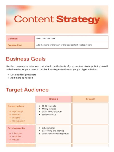 Content Strategy Document Template