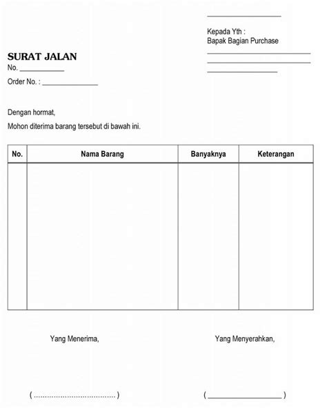 Contoh Surat Jalan