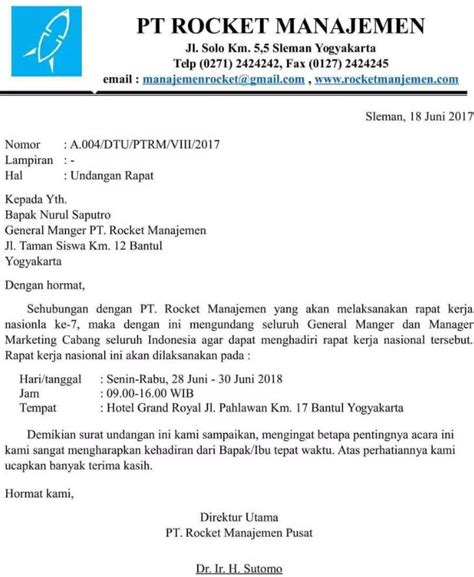 Contoh Surat Undangan Block Style