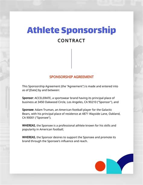 Contract For Sponsorship Template