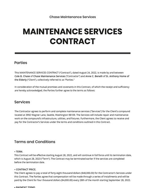 Contract Maintenance Template