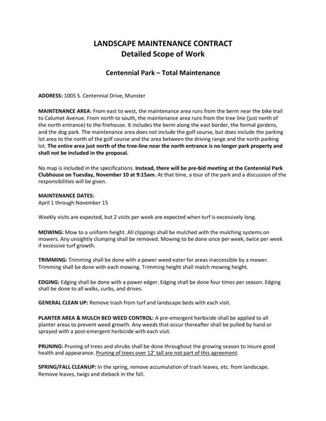 Contract Template For Landscaping Services