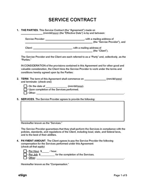 Contract Templates For Services