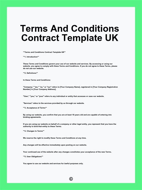Contract Terms And Conditions Template