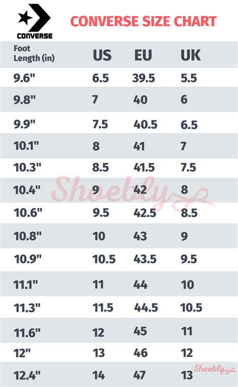 Converse Mens Size Chart