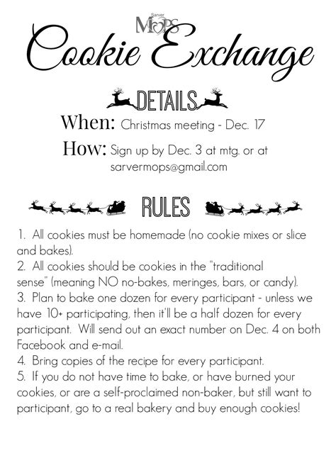 Cookie Exchange Rules Template
