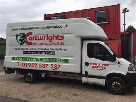 Cooks distribution man with a van and waste management services and mobile skip services