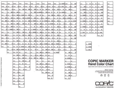 Copic Hand Color Chart High Definition Printable