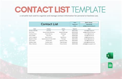 Corporate Contact List Template