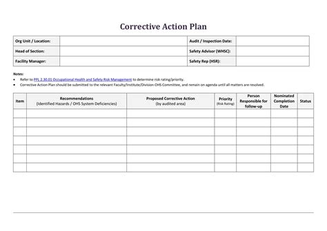 Corrective Action Plan Template Excel