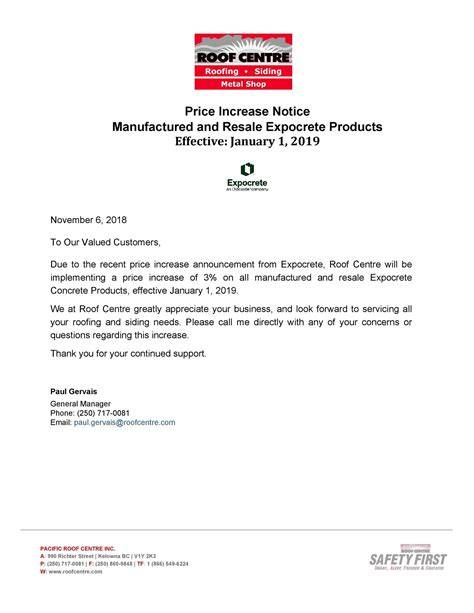 Cost Increase Letter Template