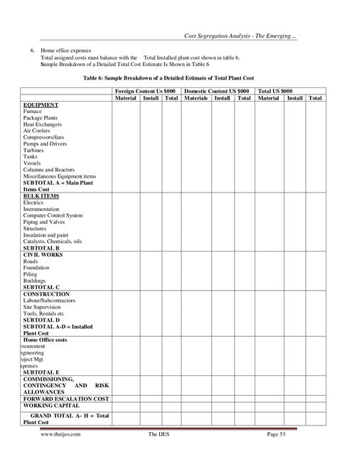 Cost Segregation Study Template