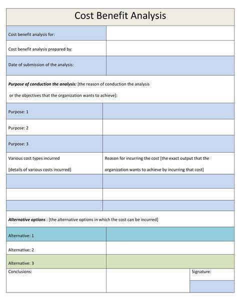 Cost Vs Benefit Analysis Template
