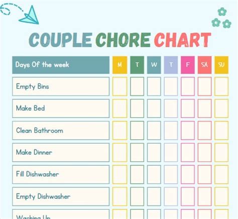 Couples Chore Chart Template