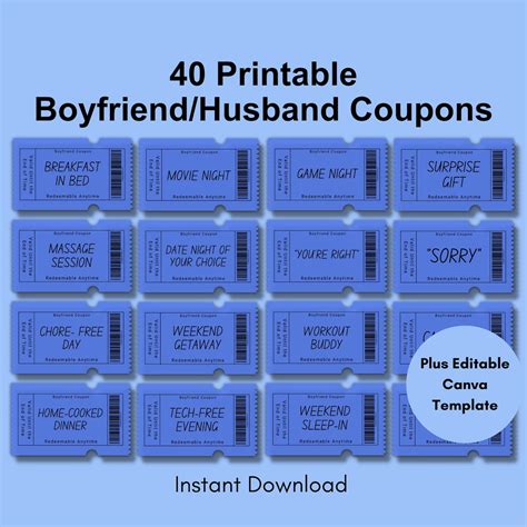 Coupon Book For Boyfriend Template Free