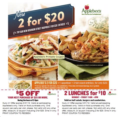 Coupons For Applebee's Printable