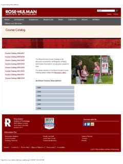 Course Catalog Rose Hulman