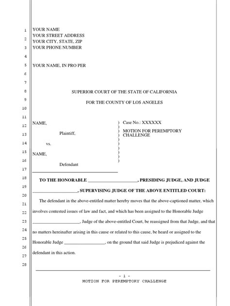 Court Motion Template